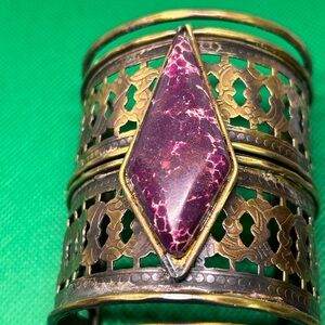 Elegant Purple and Gold Cuff Bracelet